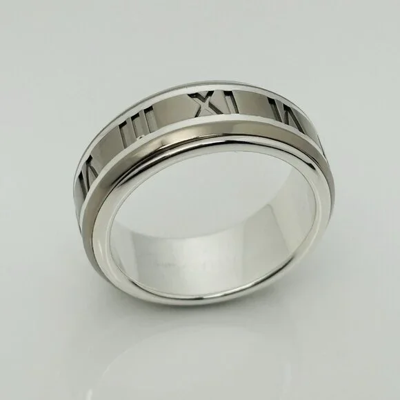 Size 13 RARE Tiffany Atlas Ring in Silver and Titanium Mens Unisex